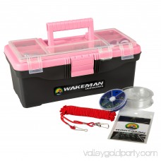 Fishing Single Tray Tackle Box- 55 Piece Tackle Gear Kit Includes Sinkers, Hooks Lures Bobbers Swivels and Fishing Line By Wakeman Outdoors (Pink) 565667390